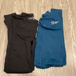 Victoria’s Secret Sport Black & Blue Leggings Set in size Small with Side Pocket